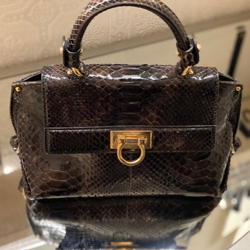 Salvador Ferragamo python handbag